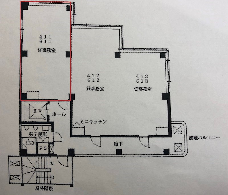 貸事務所　八尾市 東本町3丁目　リバティ八尾 間取り