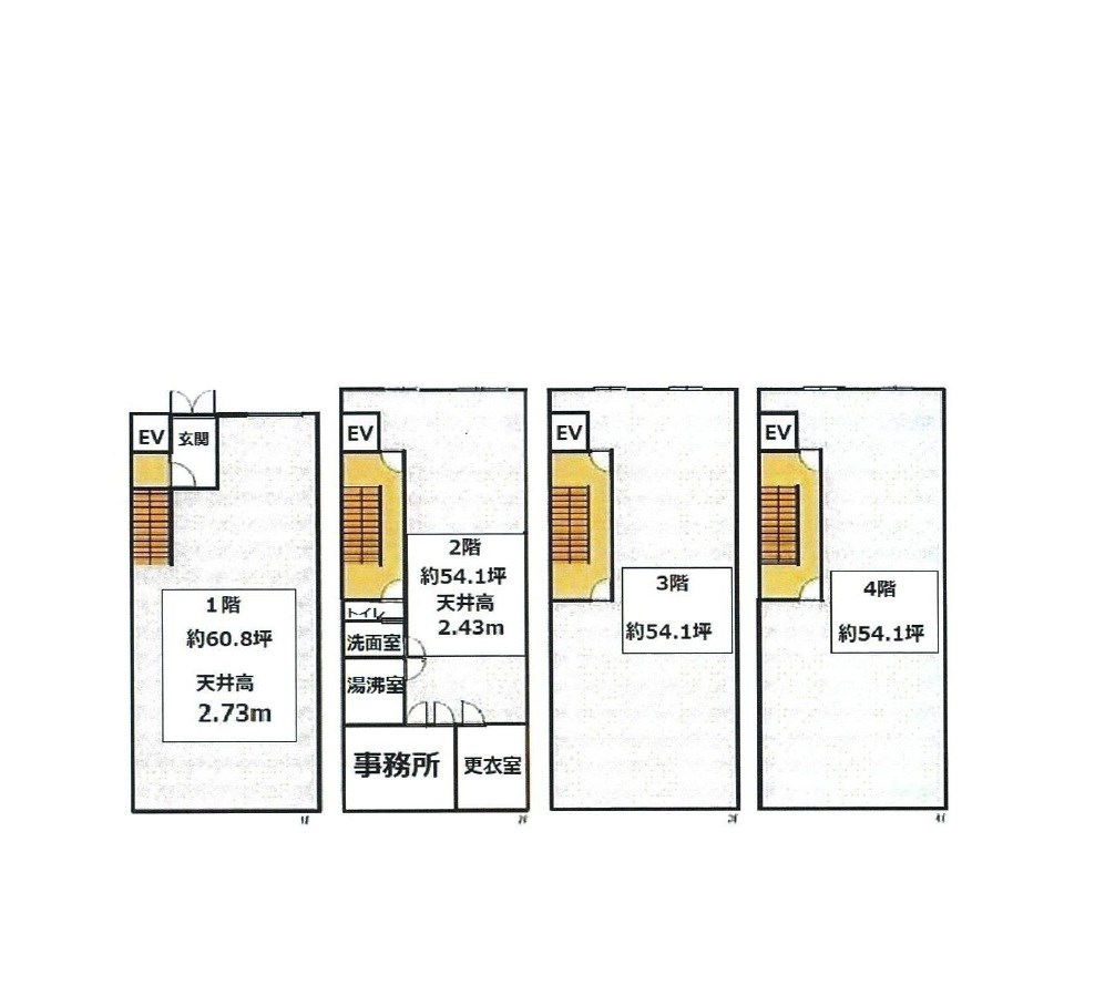 貸倉庫・事務所　東大阪市 荒本新町　荷物用エレベーター付き 間取り