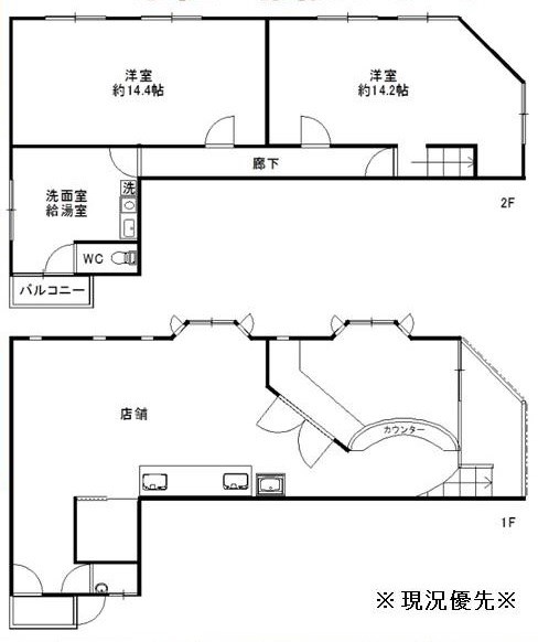 貸店舗・事務所　東大阪市 花園東町２丁目　角地　路面店 間取り