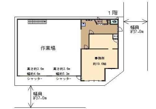 貸倉庫・事務所　東大阪市 中石切町６丁目　住居スペース付き　 間取り