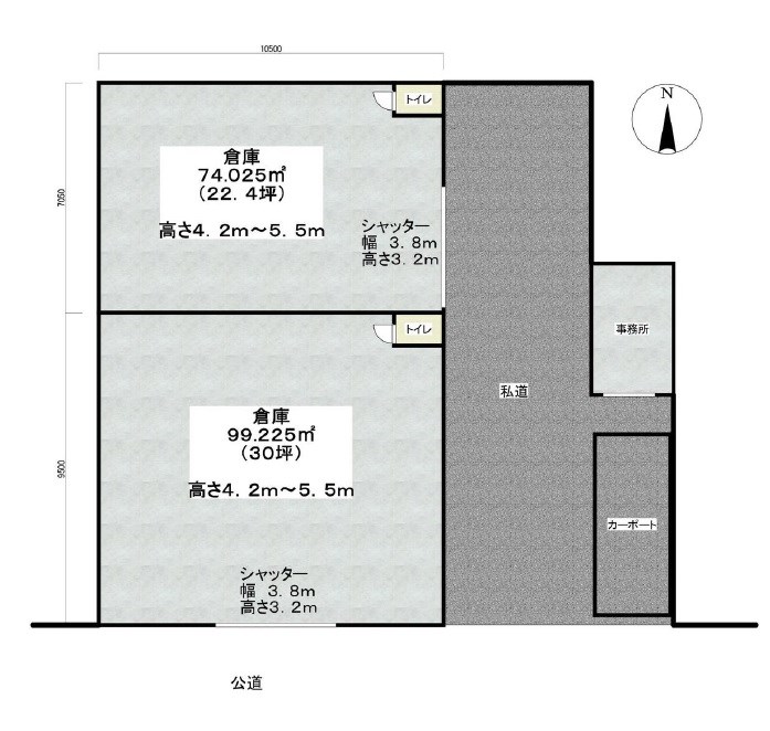 貸倉庫・事務所　東大阪市 衣摺４丁目　駐車場付き 間取り