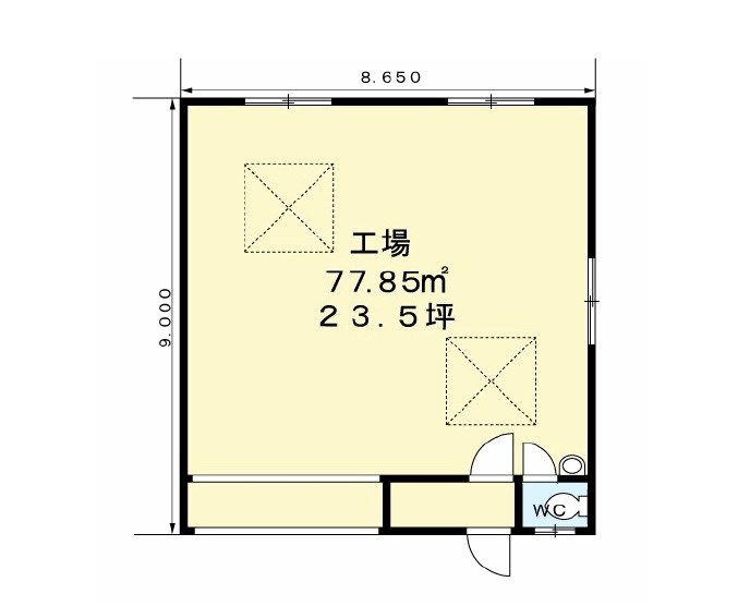 貸工場・倉庫　八尾市 太田７丁目　平屋建て　Y・P 間取り