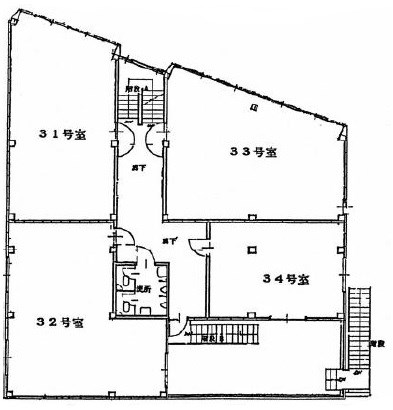 貸店舗・事務所　八尾市 東本町３丁目　広さ約７２坪　ワンフロア貸し　木村ビル 間取り