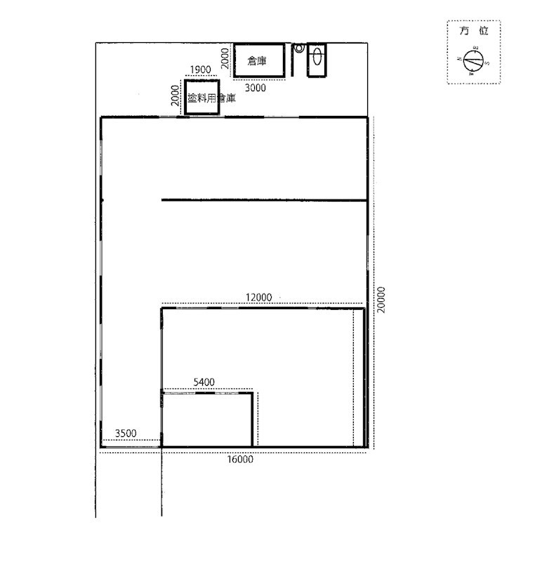 貸工場・倉庫　八尾市 福栄町１丁目　広さ約９６坪　平屋建て工場 間取り