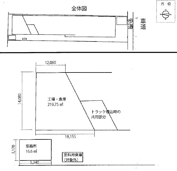貸工場・倉庫　八尾市 福万寺町２丁目　天井クレーン整備済　平屋建て倉庫　 間取り